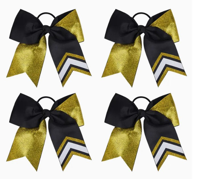 TWO-TONE BLACK AND GOLD CHEER BOW
