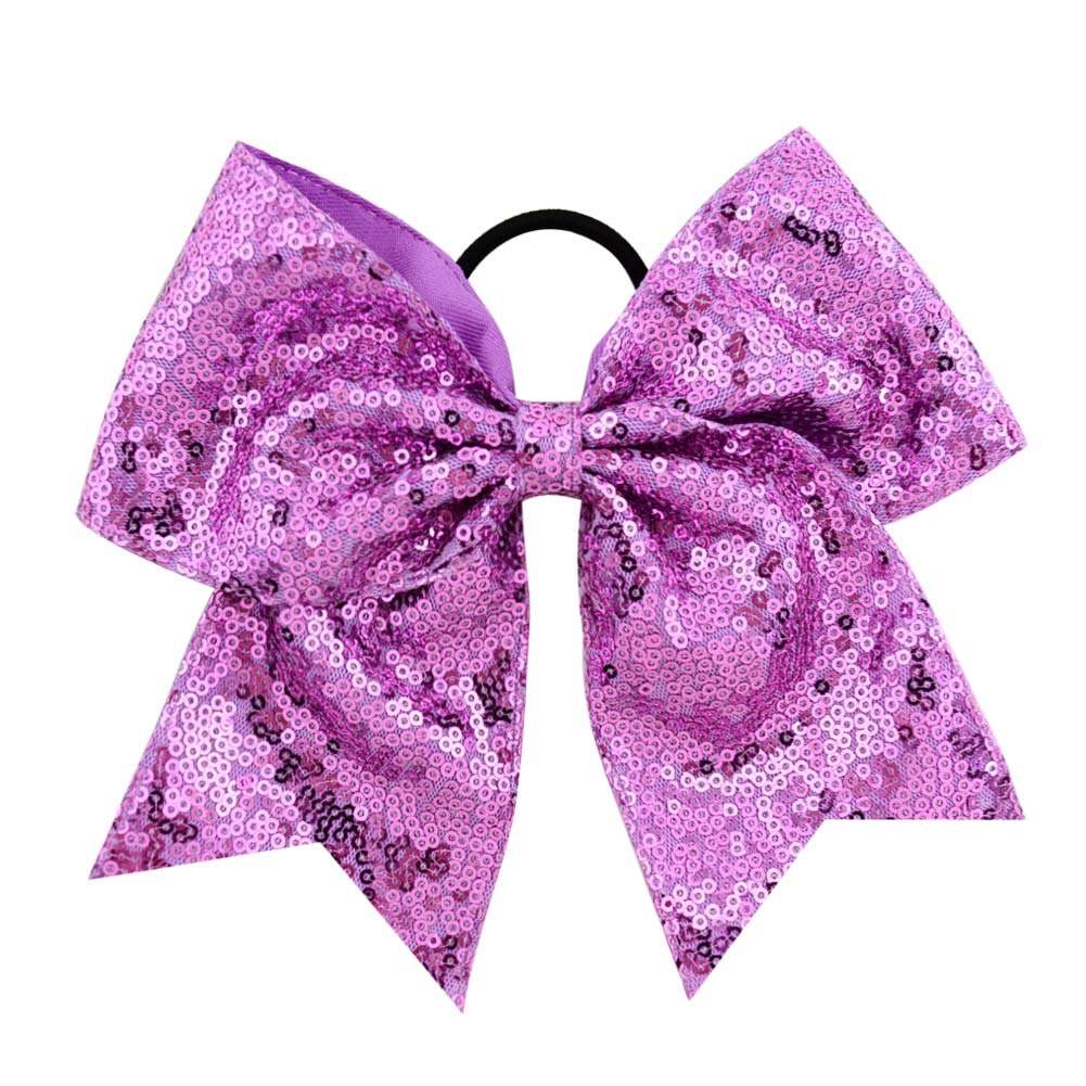CHEER BOW WITH LIGHT PURPLE PAILLETTES