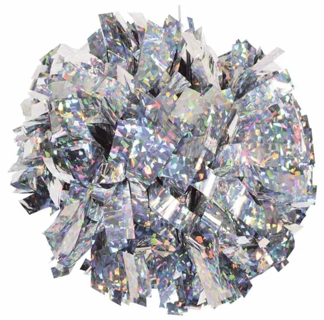 HOLOGRAPHIC SILVER METALLIC POM PON